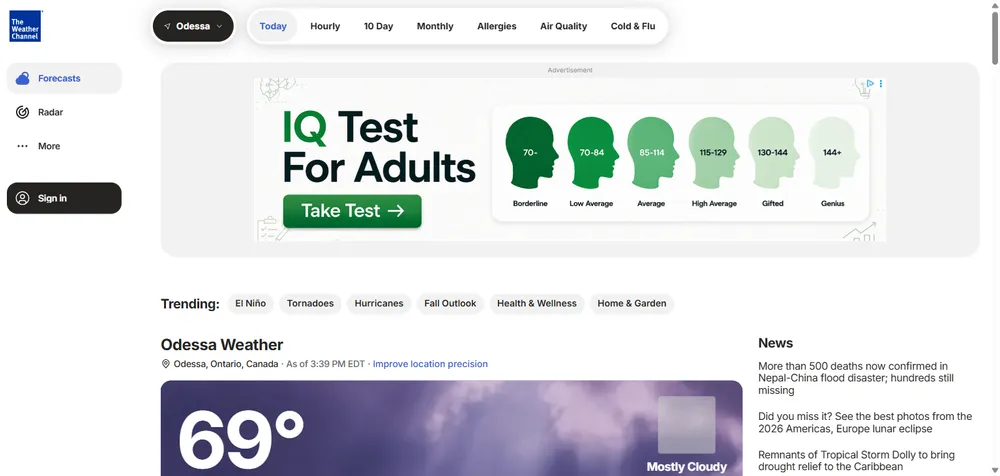 A real Display Network banner ad running on a high-traffic content site, labeled Advertisement above the creative.