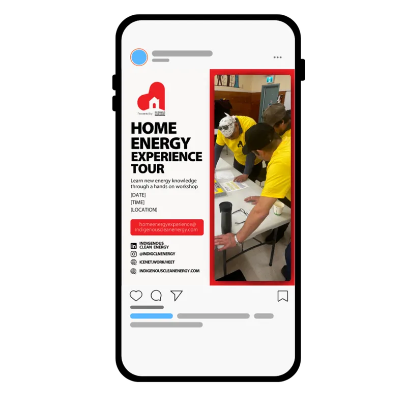 A HEET social post mockup promoting the tour's hands-on energy workshop.