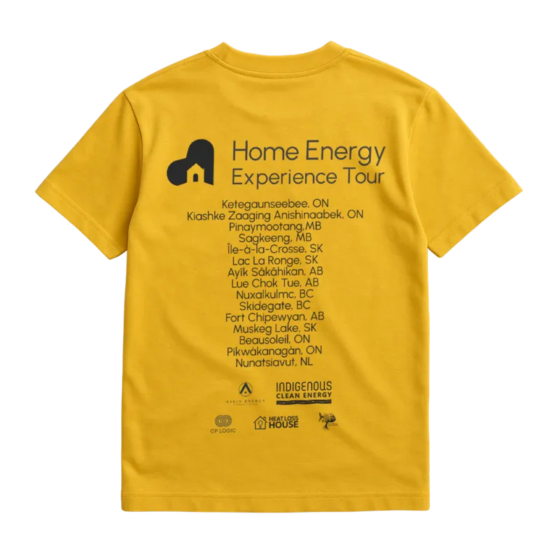 HEET tour t-shirt in yellow, one of the four traditional Indigenous colours used across the brand.