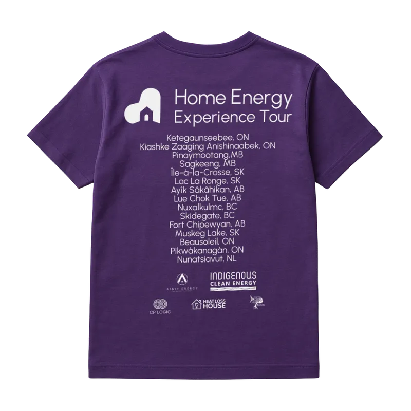 HEET tour t-shirt in purple, one of the four traditional Indigenous colours used across the brand.